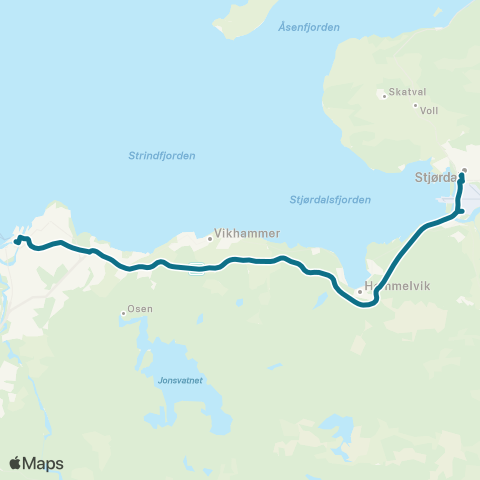 AtB Stjørdal - Trondheim map