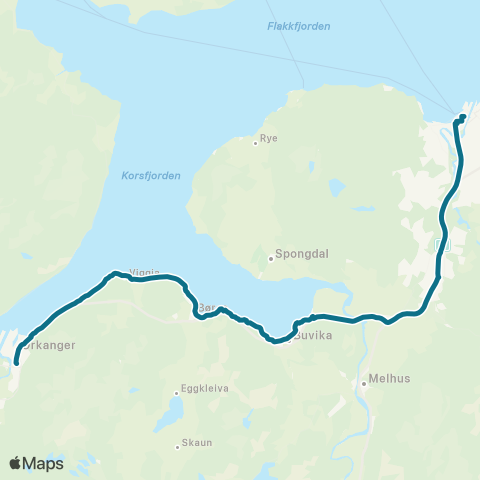 AtB Trondheim - Orkanger - (Fannrem) via Fv. 800 map