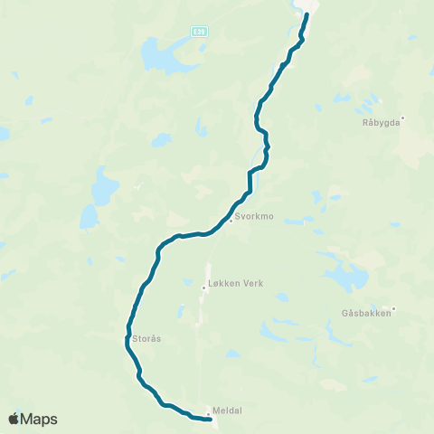 AtB Meldal - Storås - Orkanger map