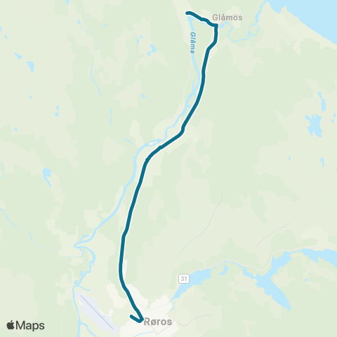 AtB Røros - Glåmos - Brekken map