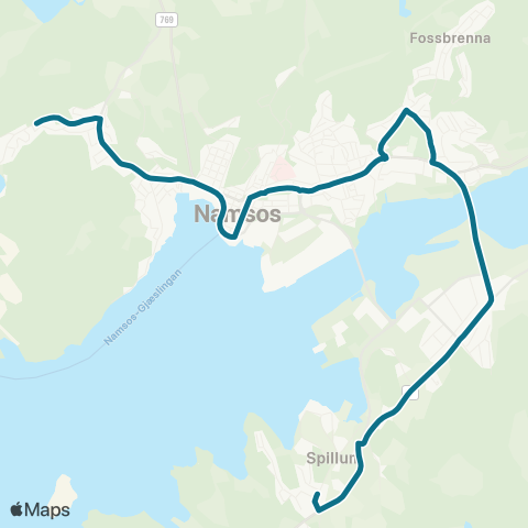AtB Svea - Gullhomstrand Bybuss map