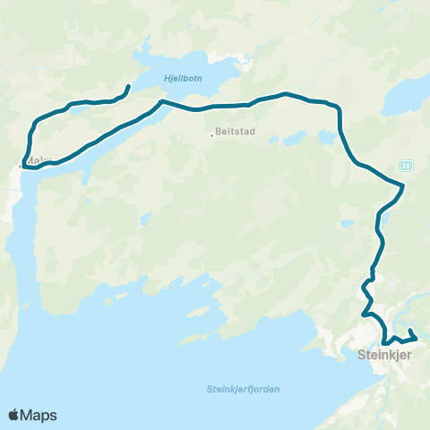 AtB Vanvikan - Follafoss - Steinkj map