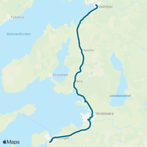 AtB Levanger - Steinkjer - Namsos map