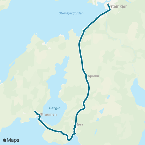 AtB Steinkjer - Røra - Inderøy map