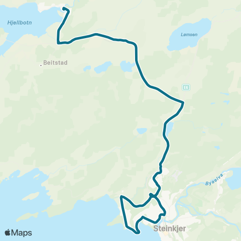 AtB Vellamelen - Steinkjer map