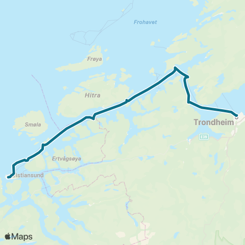 AtB Trondheim - Brekstad - Kristiansund map