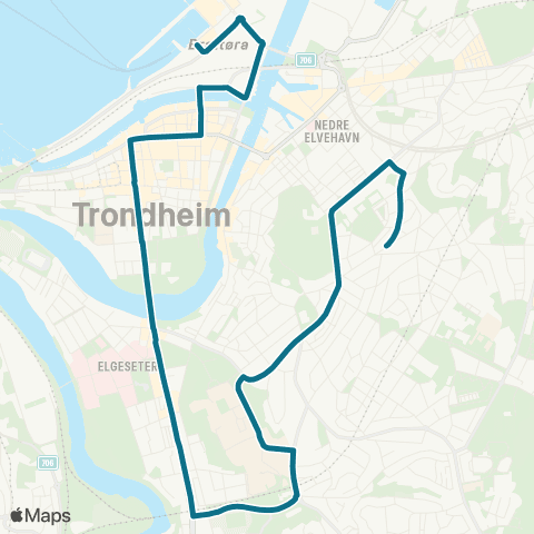 AtB Trondheim Hurtigbåtterminal - Singsaker-Rosenborg map