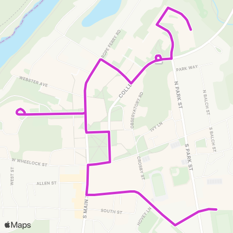 Advance Transit Dartmouth-Hanover Downtown Shuttle map