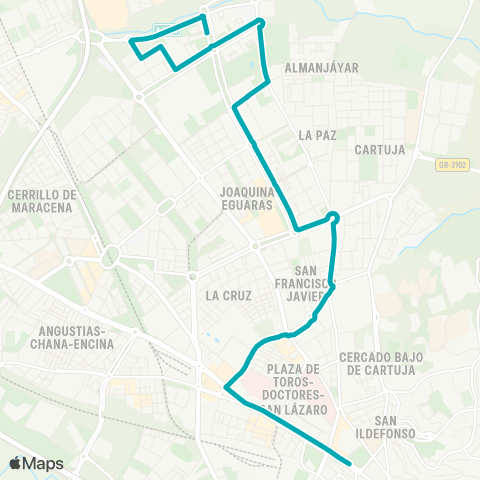 Autobús Urbanos - Alsa L.N5 Modesto Cendoya - Joaquina Eguaras - Triunfo map