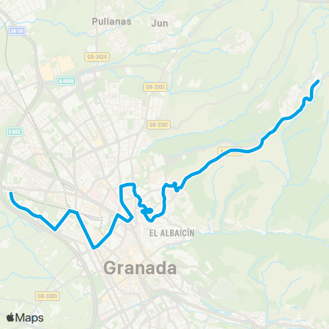 Autobús Urbanos - Alsa L.7 Fargue - Parque Alquerías map
