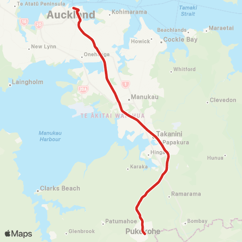 Auckland Transport Southern Line map