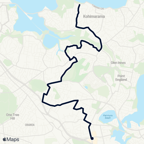 Auckland Transport 782 map