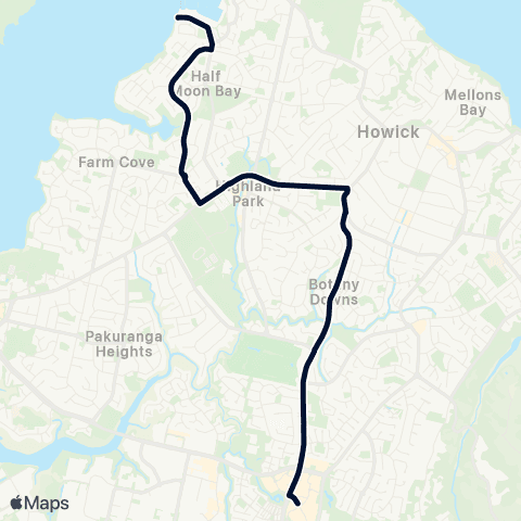 Auckland Transport 734 map
