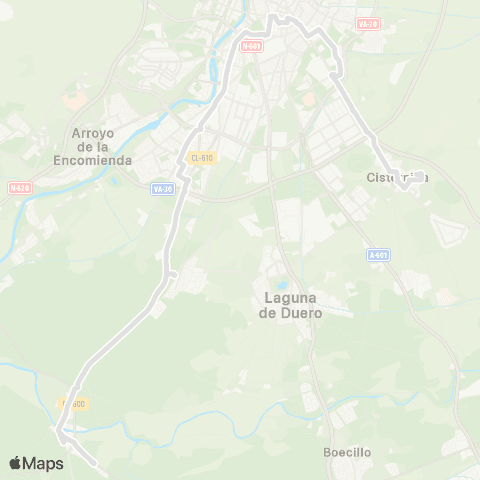 AUVASA Puente Duero - San Isidro - la Cistérniga map