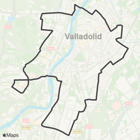 AUVASA Circular 2: Parquesol - la Victoria - Parquesol map
