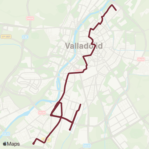 AUVASA Barrio España - Polígono Argales - Covaresa map