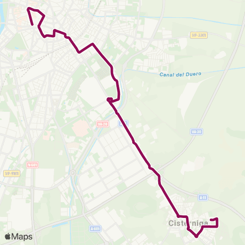 AUVASA Duque de la Victoria - la Cistérniga map