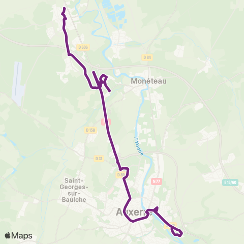 AuxR_M Appoigny ↔ Université map