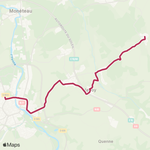 AuxR_M Bleigny le Carreau ↔ Auxerre map