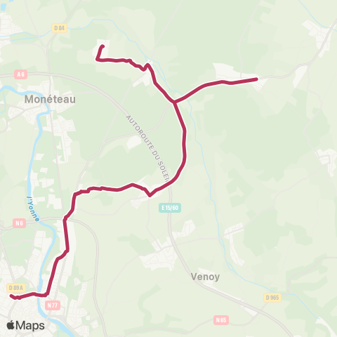 AuxR_M Montigny la Resle ↔ Auxerre map