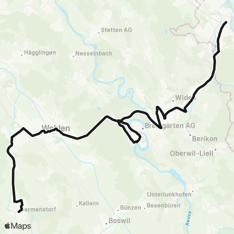 Aargau Verkehr Dietikon, Bahnhof - Sarmenstorf, Schulhaus map