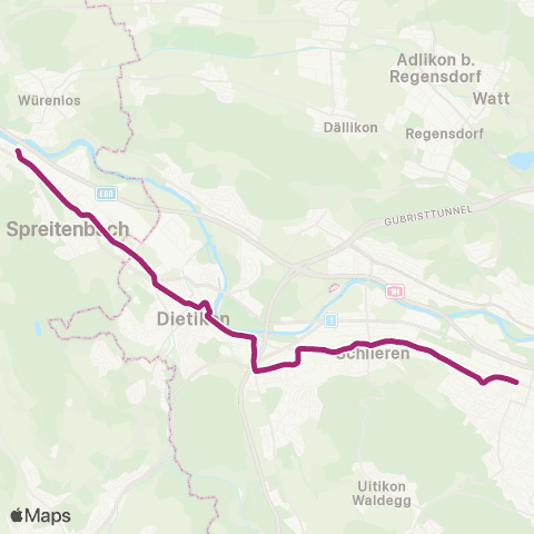 Aargau Verkehr Killwangen, Bahnhof - Zürich Altstetten, Bahnhof map