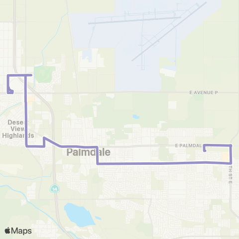AVTA East / West Palmdale via Avenue R map