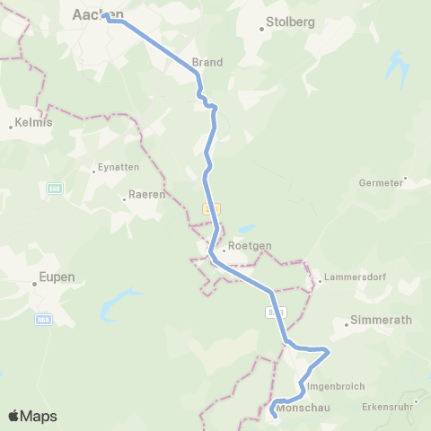 AVV Aachen Bushof - Brand - Walheim - Friesenrath - Roetgen - Konzen - Monschau map