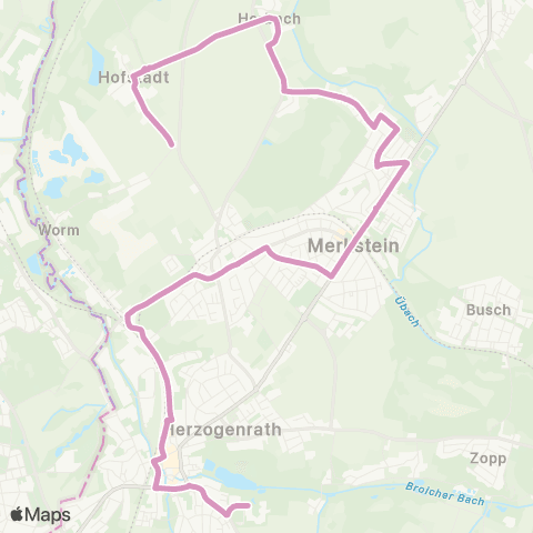 AVV Stadtbus Herzogenrath: Hofstadt - Herbach - Plitschard - Merkstein - Bahnhof map
