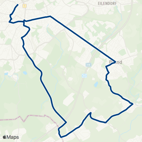 AVV Nachtexpress: Aachen Elisenbrunnen / Bushof - Hbf - Burtscheid - Lichtenbusch - Schleckheim - Niederforstbach - Brand - Forst - Aachen Hbf - Elisenbrunnen map