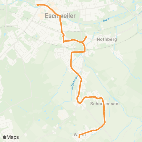 AVV Stadtbus Eschweiler: Bushof - Hastenrath - Werth map