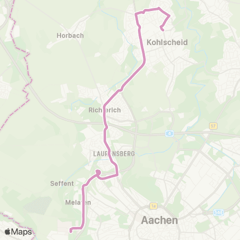 AVV Uniklinik - Laurensberg - Richterich - Kohlscheid map