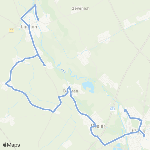 AVV Jülich - Koslar - Barmen - Ederen - Welz - Rurdorf - Linnich map