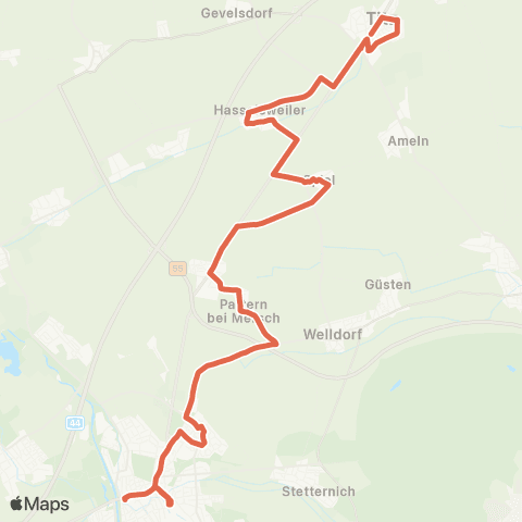 AVV Jülich - Pattern - Mersch - Spiel - Hasselsweiler - Titz map