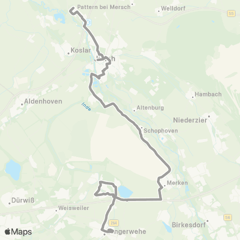 AVV Verstärkerfahrten Jülich - Inden - Langerwehe map