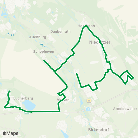 AVV Ellen - Niederzier - Hambach / Huchem-Stammeln - Selhausen - Krauthausen - Merken - Inden / Altdorf map