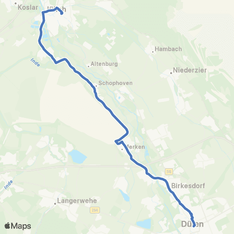 AVV Düren Kaiserplatz - Birkesdorf - Hoven - Merken - Schophoven - Kirchberg - Jülich map