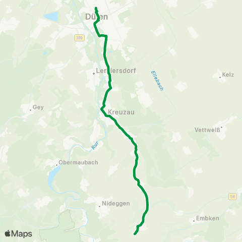 AVV Düren - Niederau - Kreuzau - Drove - Thum - Thuir - Berg map