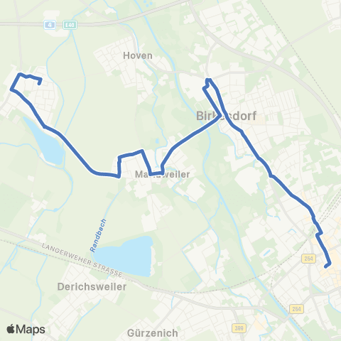 AVV Düren Kaiserplatz - Bahnhof / ZOB - Birkesdorf - Mariaweiler / Hoven - Echtz map