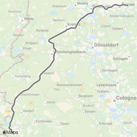 AVV Aachen - Herzogenrath - Geilenkirchen - Heinsberg / Mönchengladbach - Duisburg - Essen map