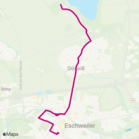 AVV Stadtbus Eschweiler: Eschweiler Talbahnhof - Eschweiler Bushof - Dürwiß Freibad - Blausteinsee map