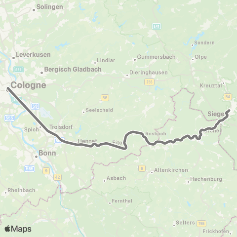 AVV Aachen - Stolberg - Eschweiler - Langerwehe - Düren - Horrem - Köln - Siegen map