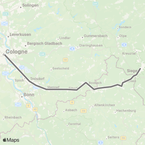 AVV Aachen - Stolberg - Eschweiler - Langerwehe - Düren - Horrem - Köln - Siegen map