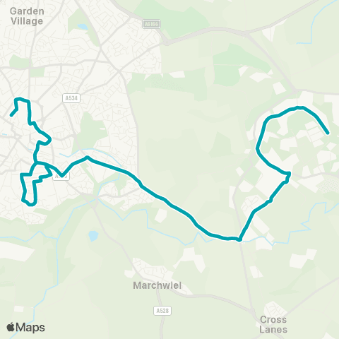 Arriva Wales Redwither Tower - Wrexham Bus Station 2 map