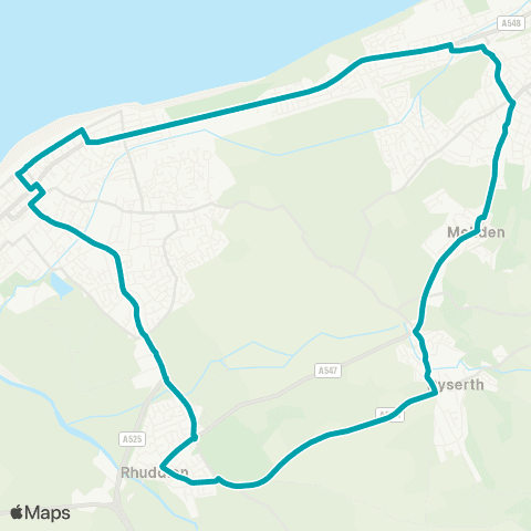 Arriva Wales Rhyl Bus Sta Stand D - Rhyl Bus Sta Stand C map