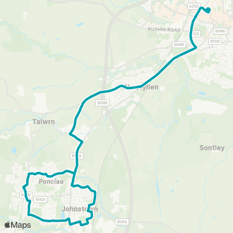 Arriva Wales Wrexham Bus Sta 1 - Wrexham Bus Sta map