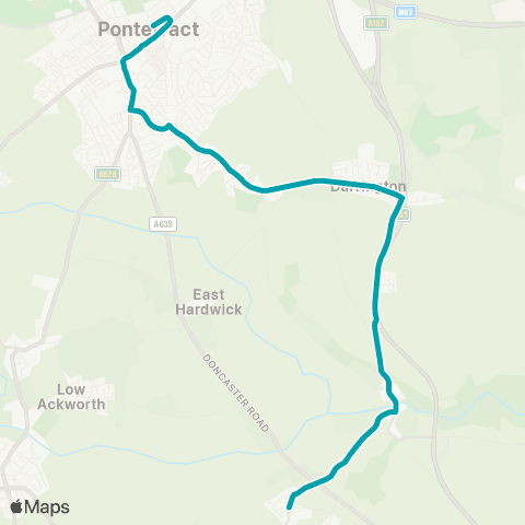 Arriva Yorkshire Thorpe Ln Hall Garth Rd - Pontefract Bus Sta map