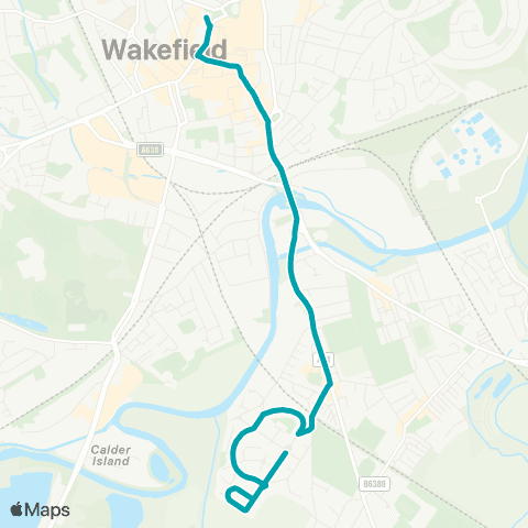 Arriva Yorkshire Rutland Ave Clifford Av - Wakefield Bus Sta map