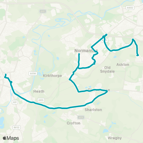 Arriva Yorkshire St Wilfrids Rc HS - Wakefield Bus Sta map