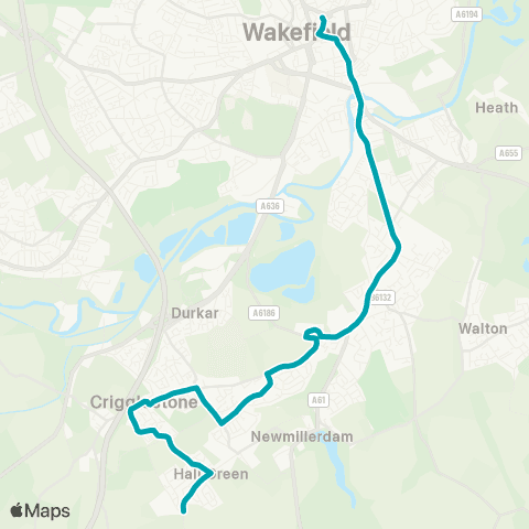 Arriva Yorkshire Hollingthorpe Lane - Wakefield Bus Sta map